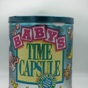 Vintage Baby’s Time Capsule Tin Jeff McCarty Milestone 1990s Baby Keepsake